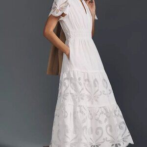 ANTHROPOLOGIE SOMERSET MAXI DRESS: CUTWORK EDITION IN WHITE